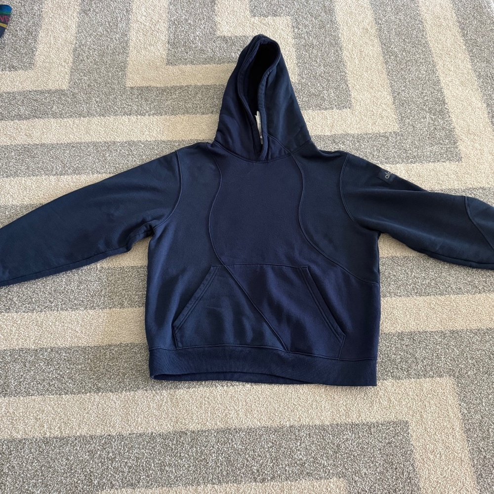 Women's Alo XXS Navy Blue Hooded Sweatshirt (Wave)